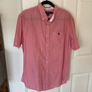 U.S. Polo Assn. Men’s Short Sleeve Button Down Pink Large